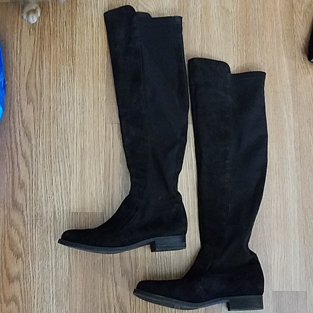 Chocolate brown suede over the knee boots